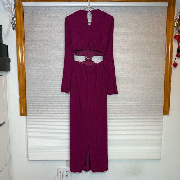 ML Monique Lhuillier Purple Metallic Knit Dress - Picture 12 of 16